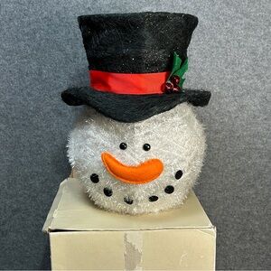 Cracker Barrel Snowman Head 16” Christmas Tree Topper In Box Frosty Top Hat EUC